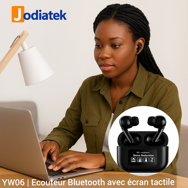 Écouteur Bluetooth YW06 avec boîtier de recharge à écran Tactile Intelligent